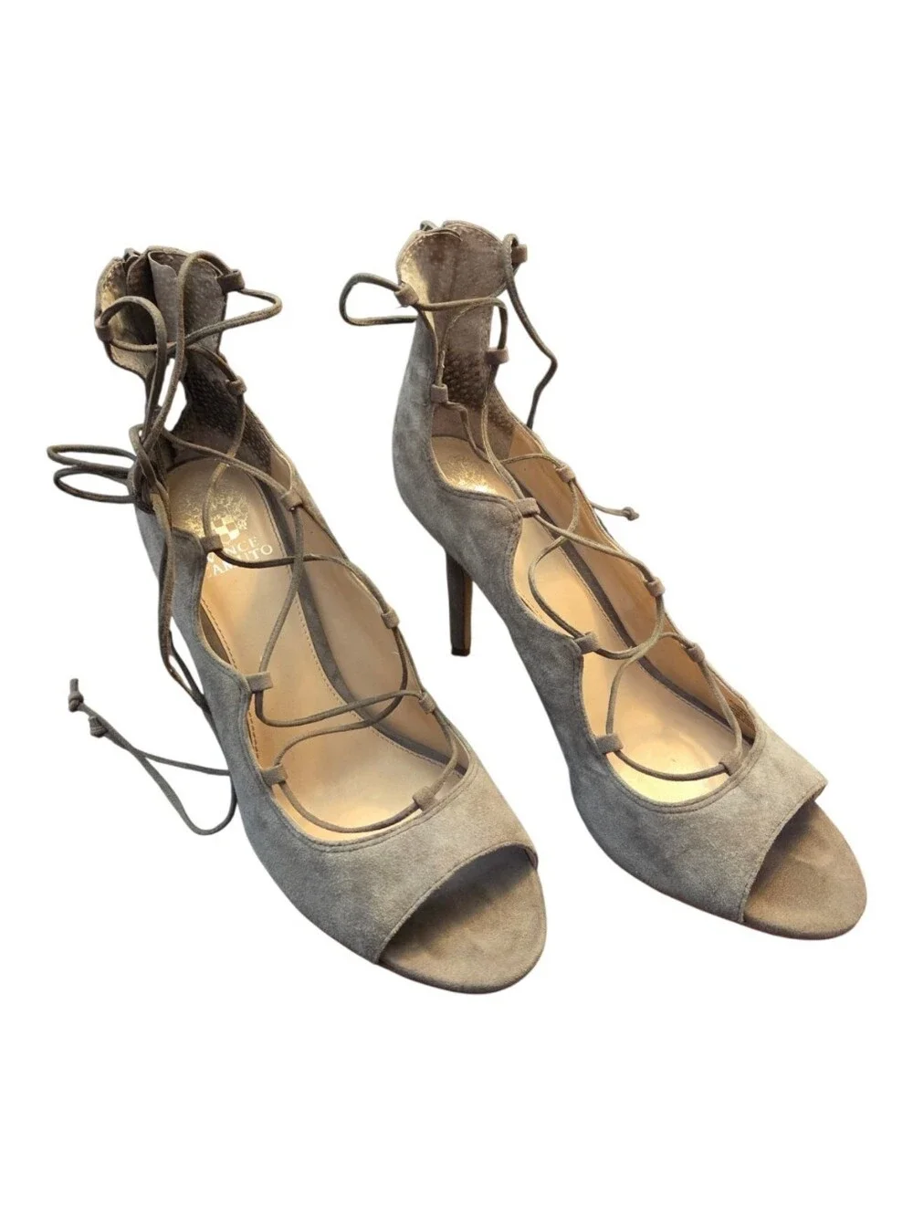 Vince Camuto Taupe Suede Lace-Up 
